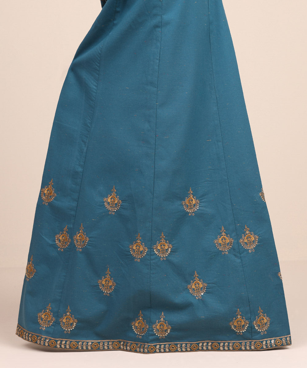 Women's Pret Multi Neps Blue Embroidered Sharara