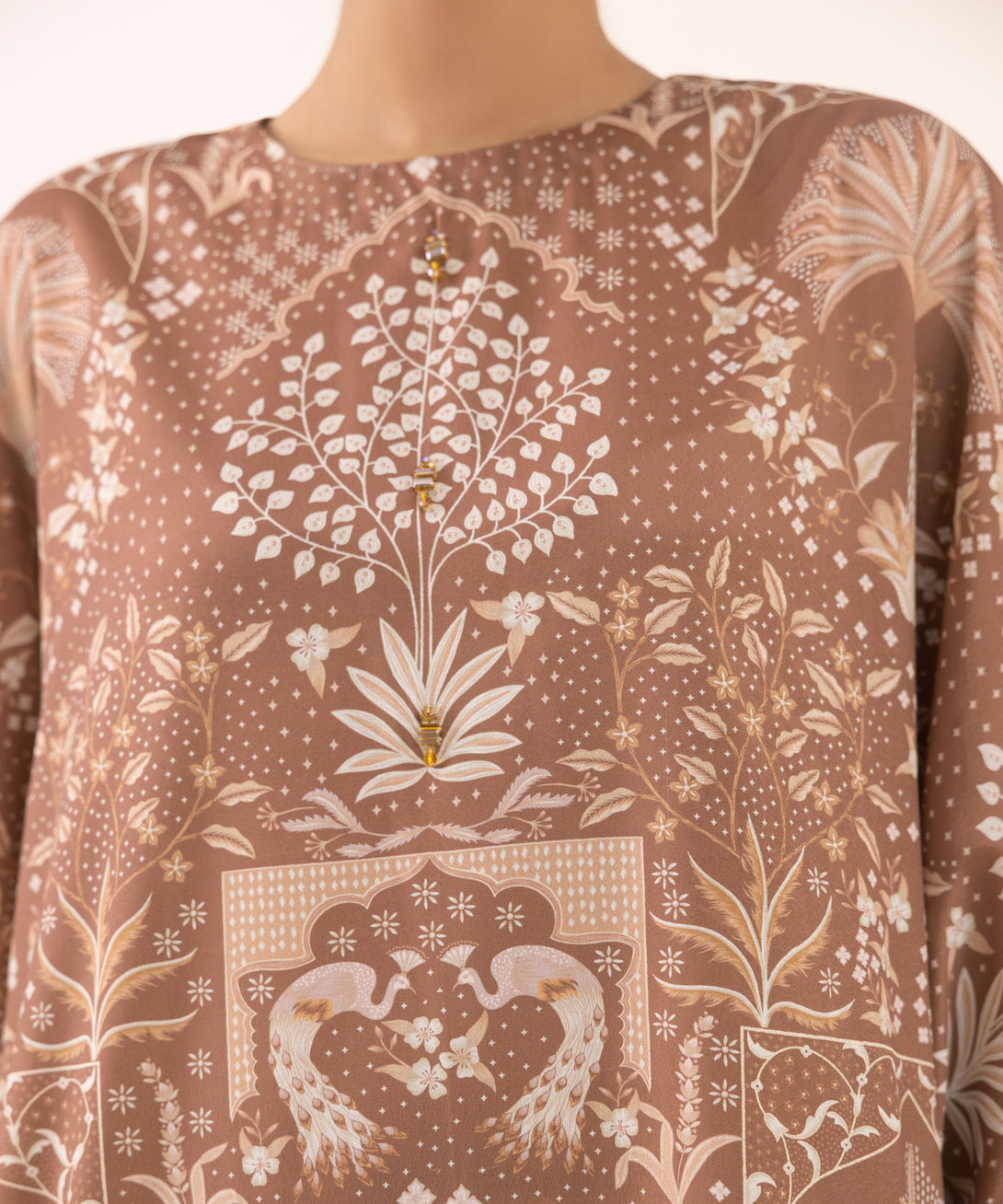 Women's RTW Blended Grip Brown Printed 3 Piece Suit