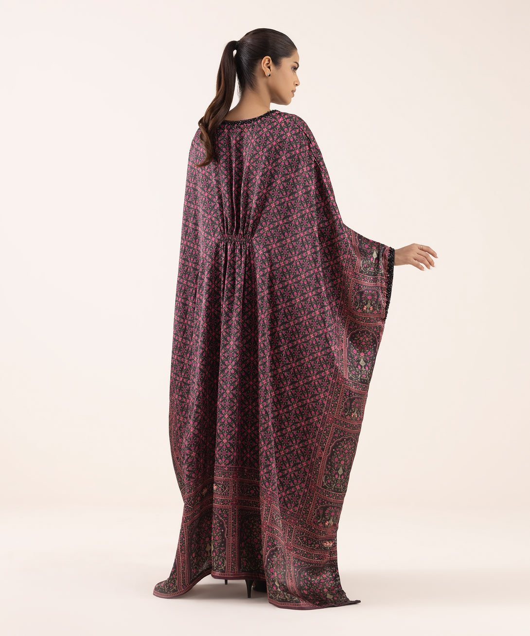 Women's RTW Blended Satin Multi Printed Kaftan