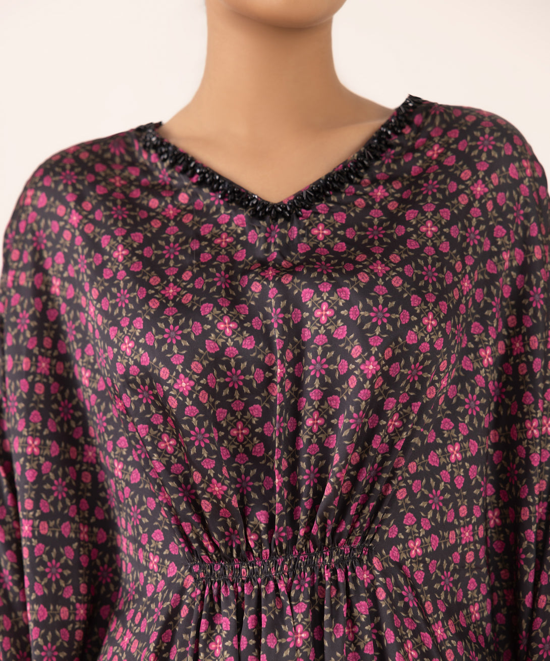 Women's RTW Blended Satin Multi Printed Kaftan