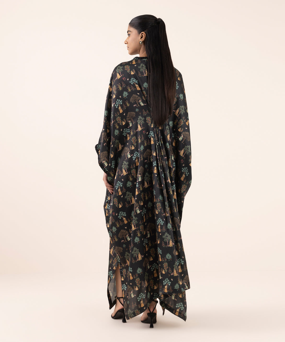 Women's RTW Blended Satin Multi Printed Kaftan