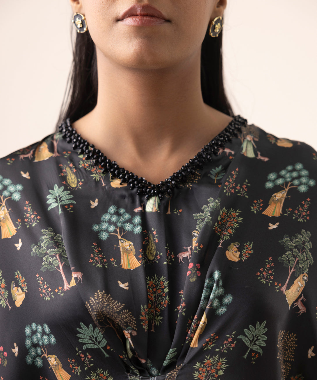 Women's RTW Blended Satin Multi Printed Kaftan