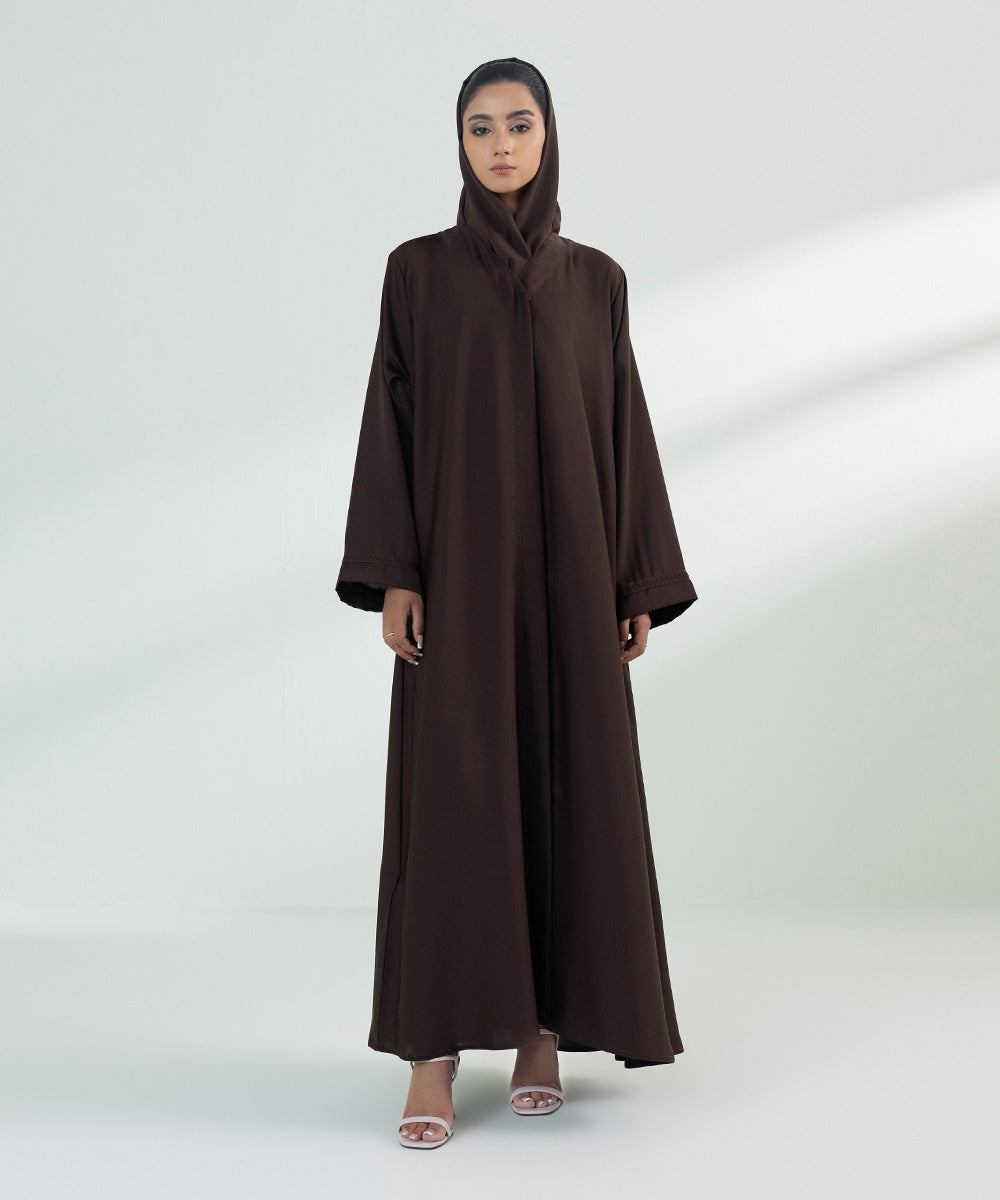 Women's Dark Brown Button Through Abaya 