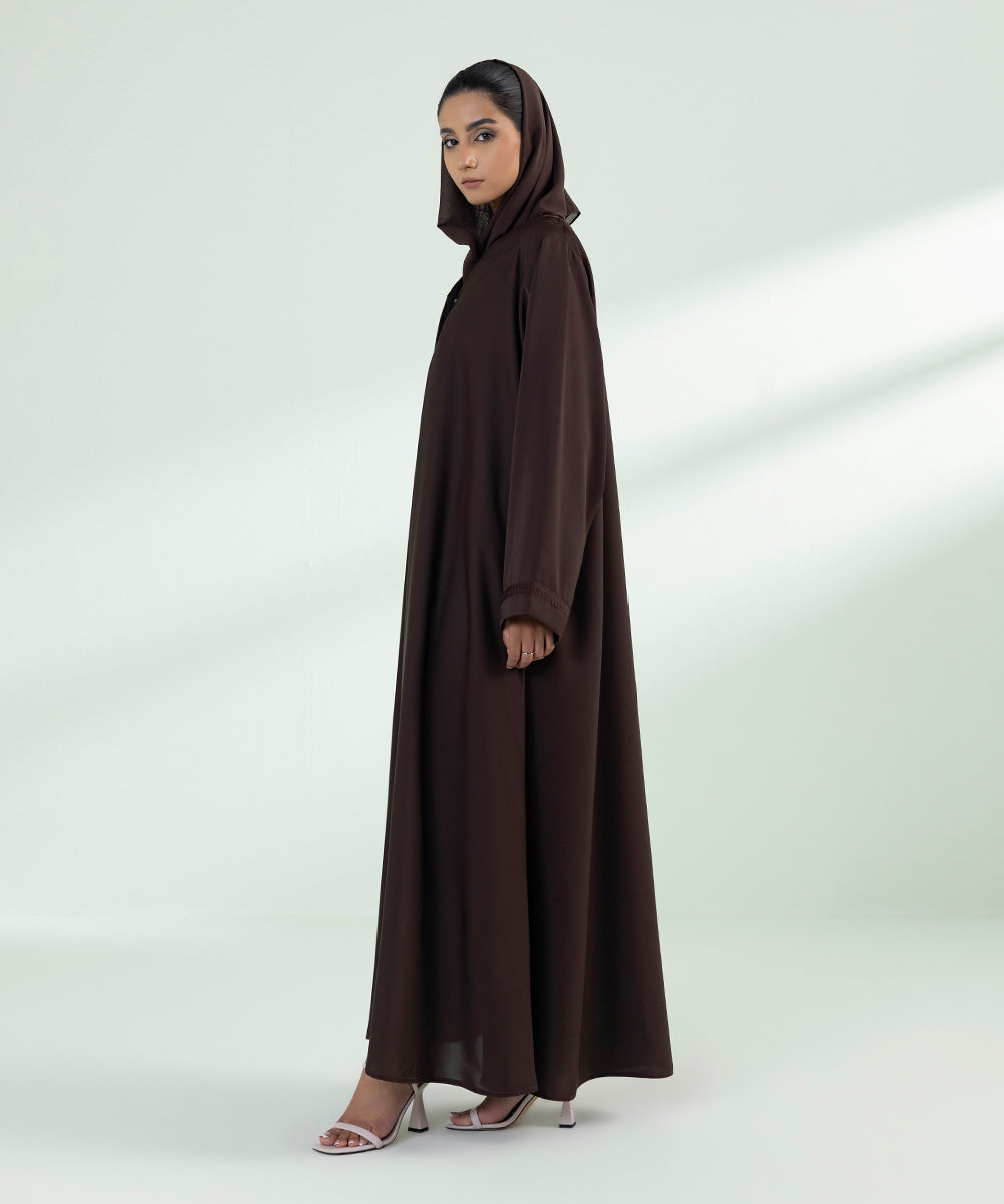 Women's Dark Brown Button Through Abaya 