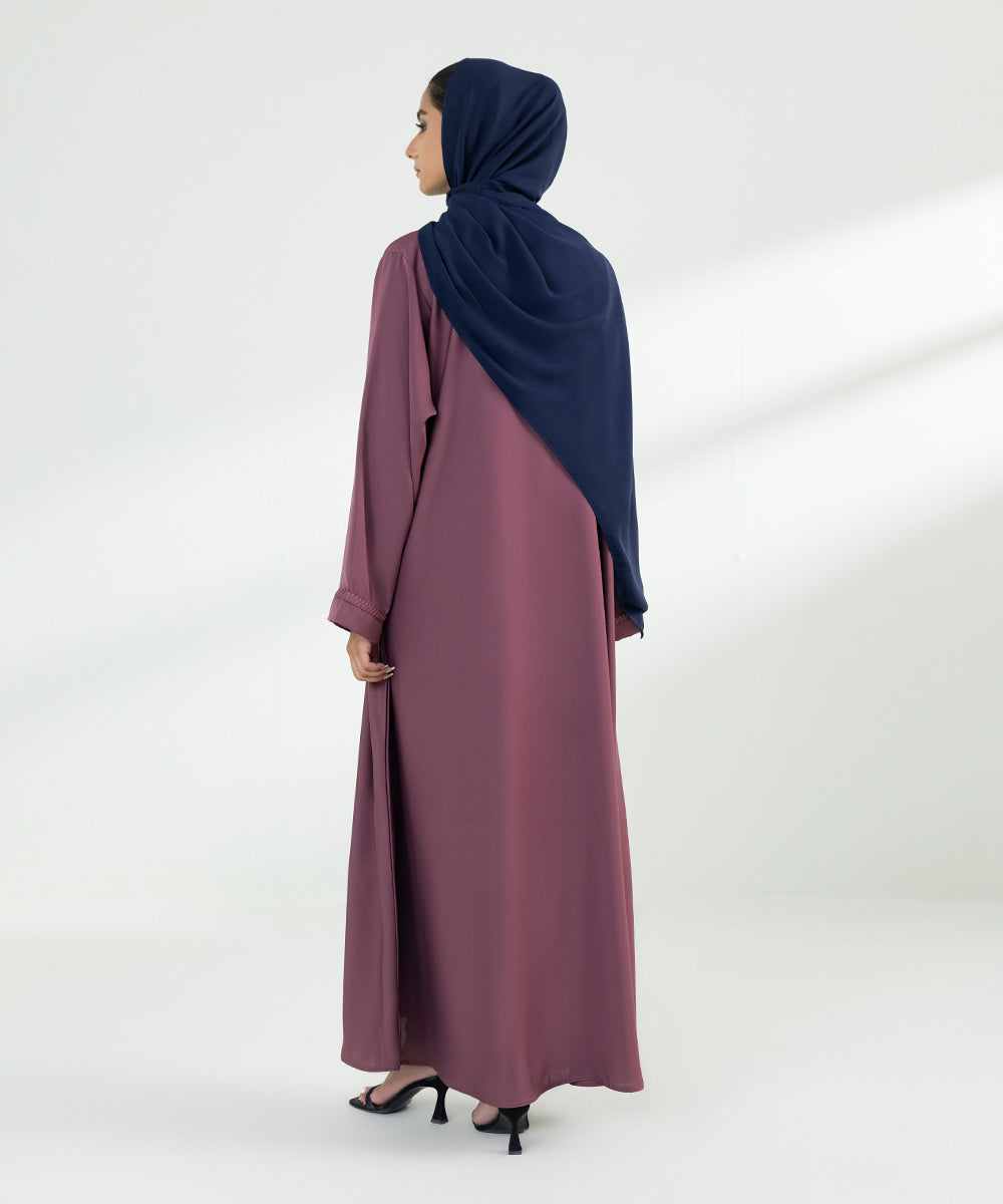 Women's Dust Pink Button Through Abaya 