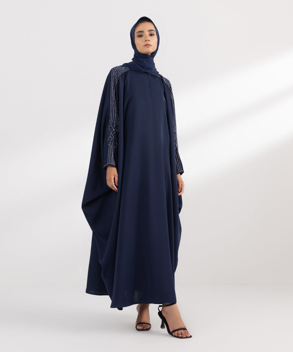 Women's Formal Navy Blue Abbaya Set