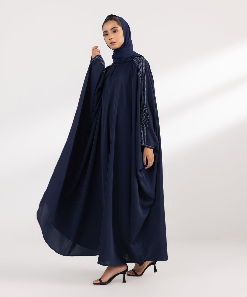 Women's Formal Navy Blue Abbaya Set