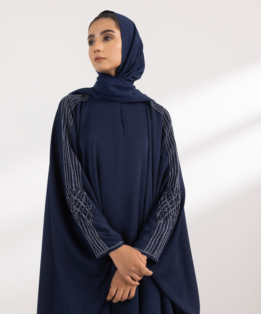 Women's Formal Navy Blue Abbaya Set