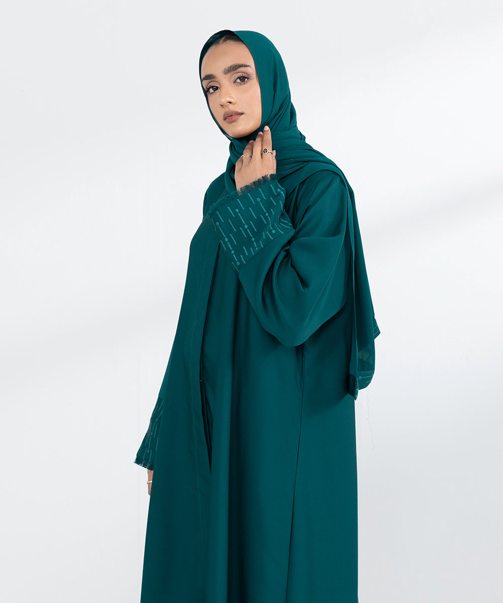 Green Embroidered Abbaya Set