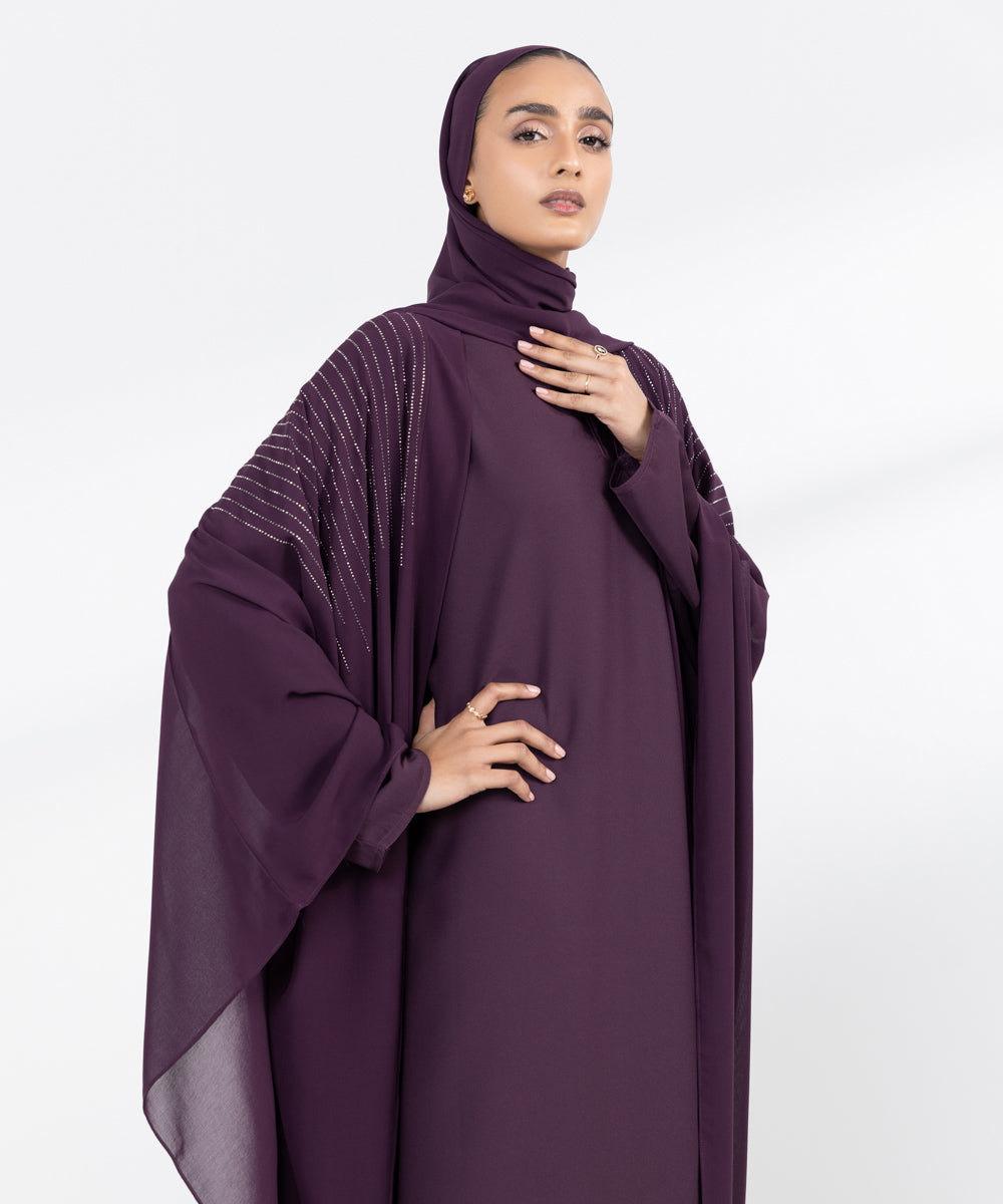 Purple Embellished Abbaya Set