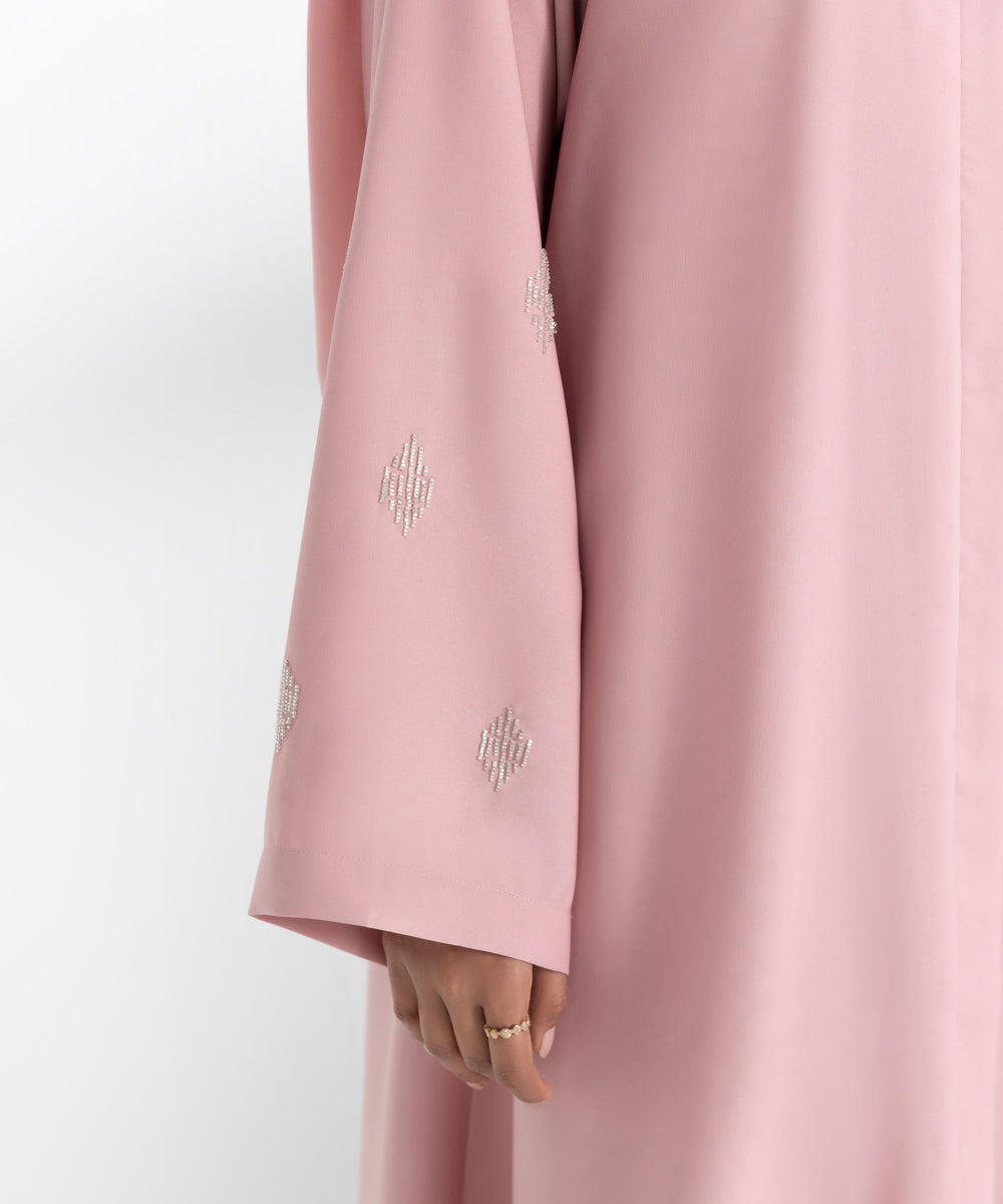 Pink Embellished Abbaya Set