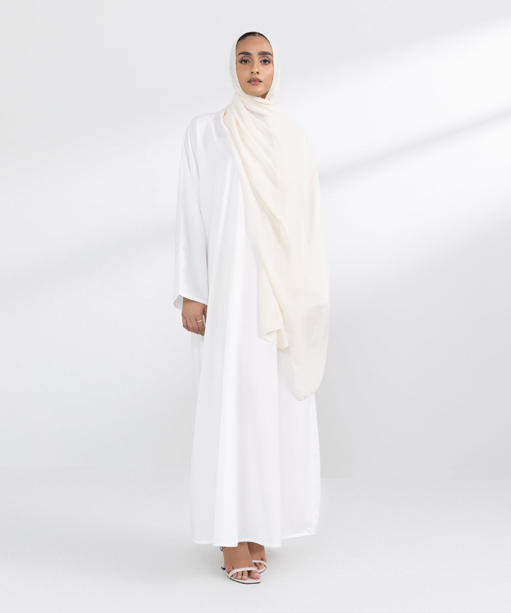 White Front Open Abbaya