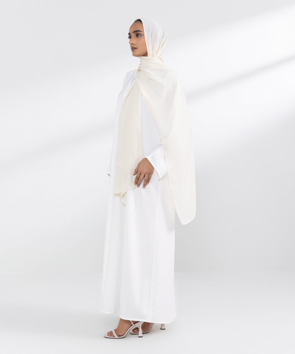 White Front Open Abbaya