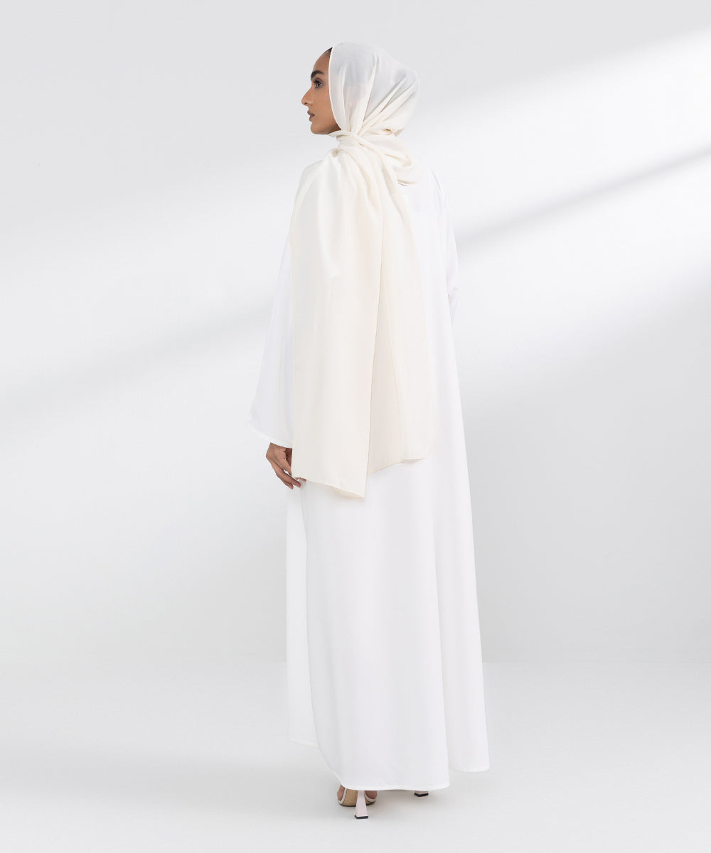 White Front Open Abbaya