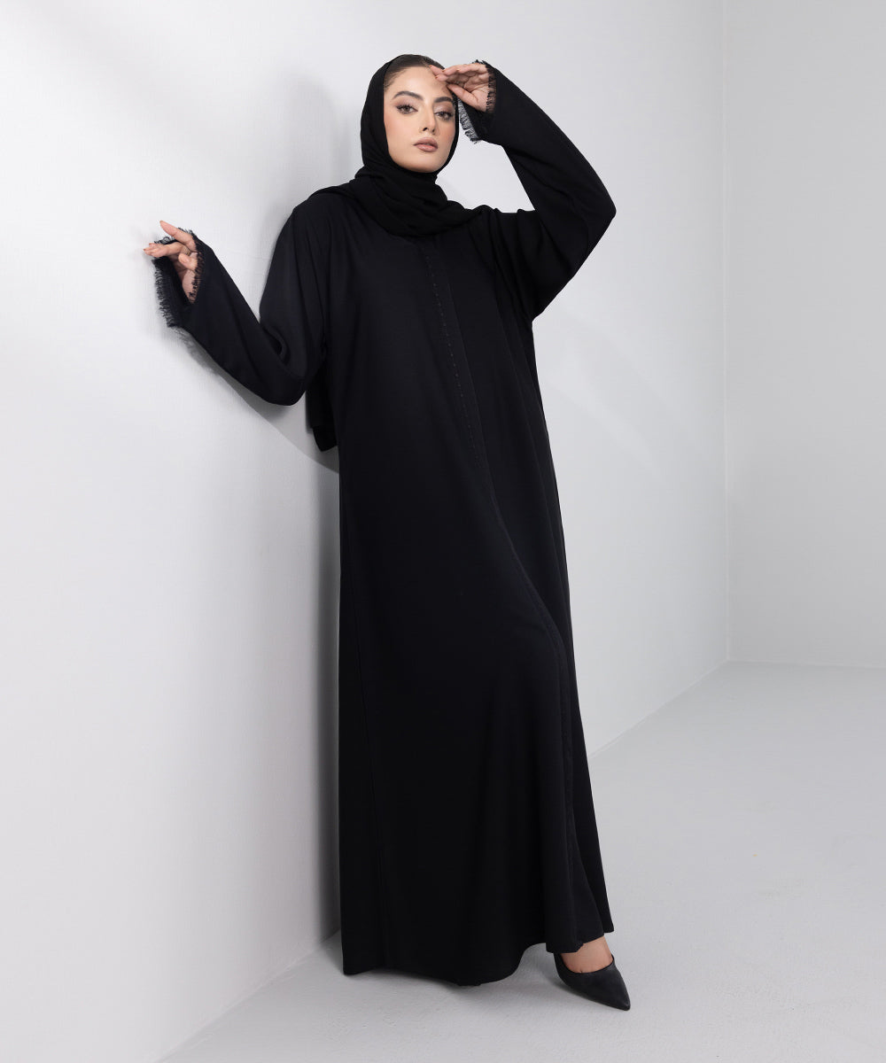 Embroidered Button Through Abaya