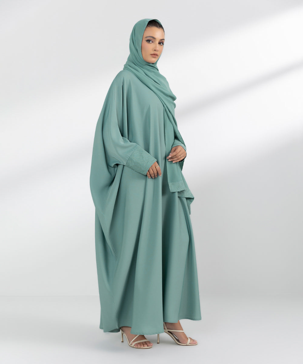 Women's Sea Green Hand Embellished Abbaya Set