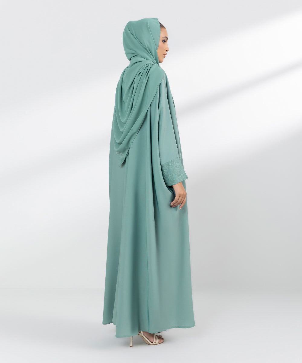 Women's Sea Green Hand Embellished Abbaya Set