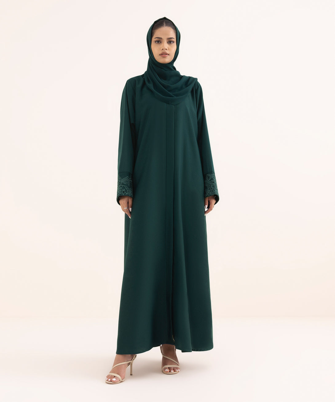 Women's Green Nida Abaya Set
