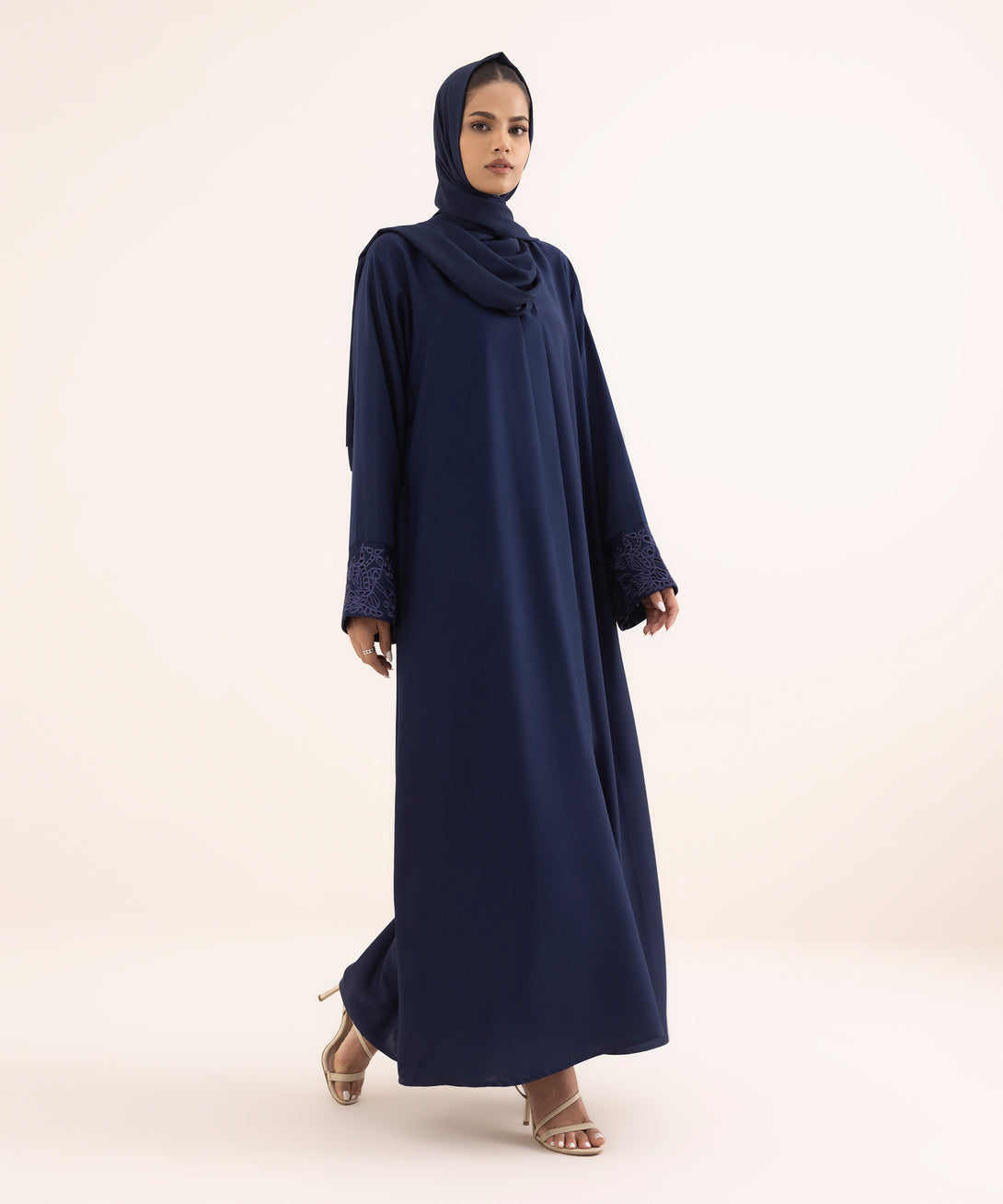 Women's Blue Nida Abaya Set
