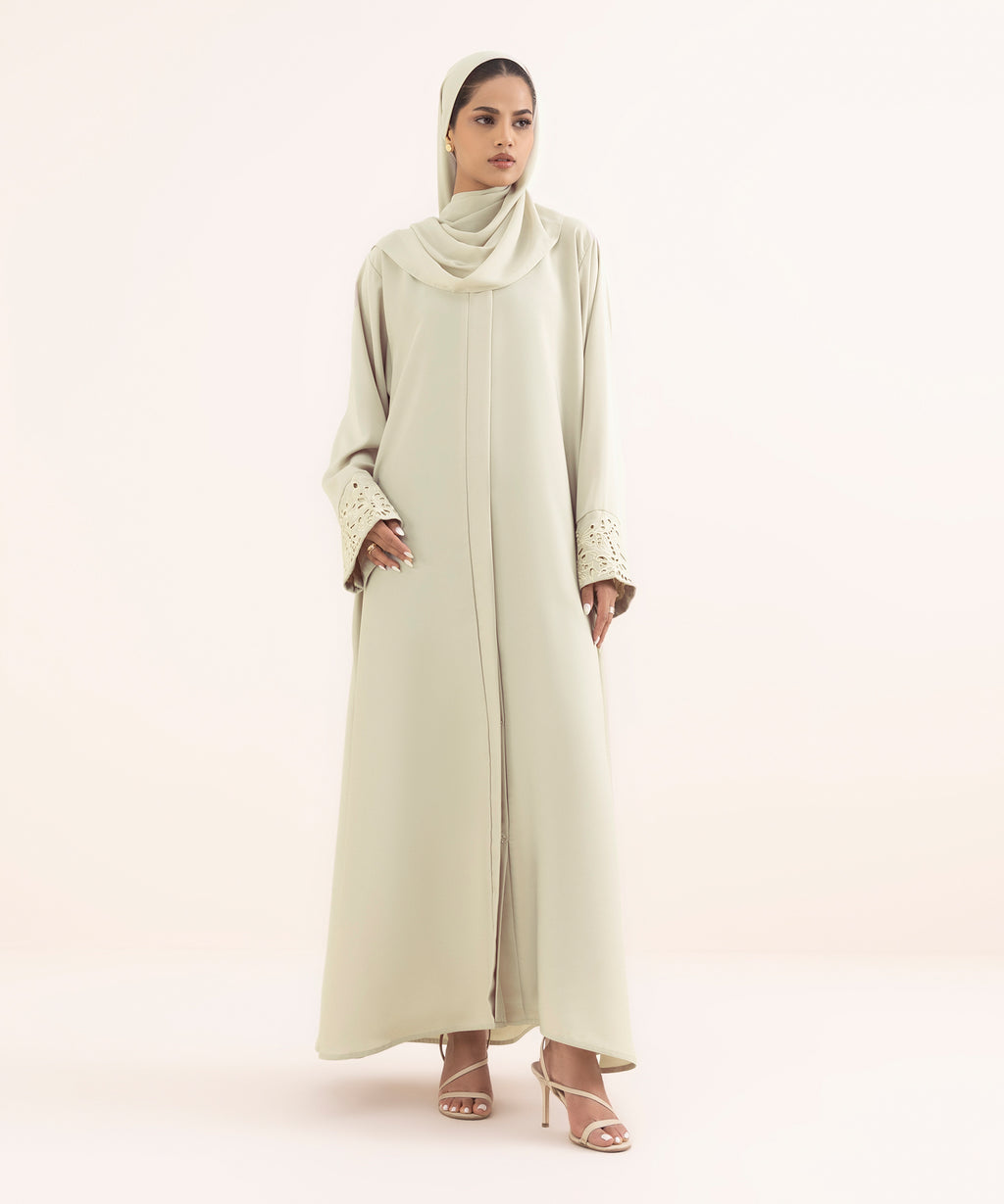 Women's Beige Nida Abaya Set