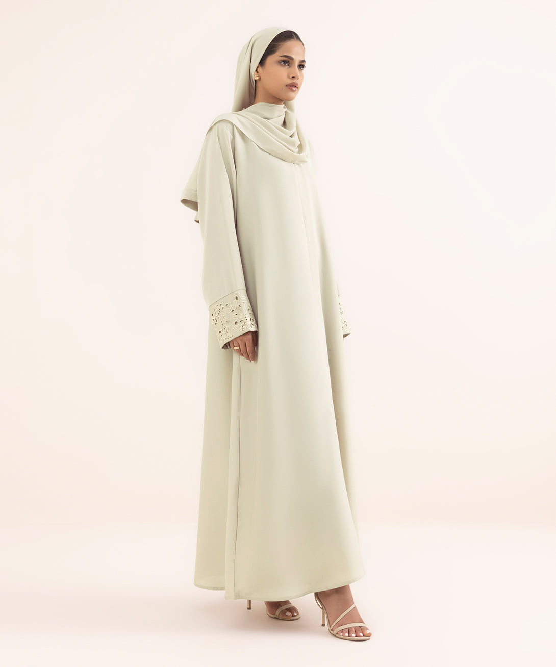 Women's Beige Nida Abaya Set