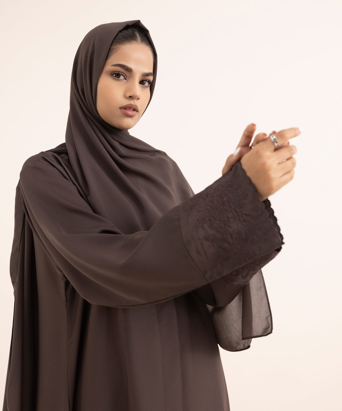 Women's Brown Nida Abaya Set