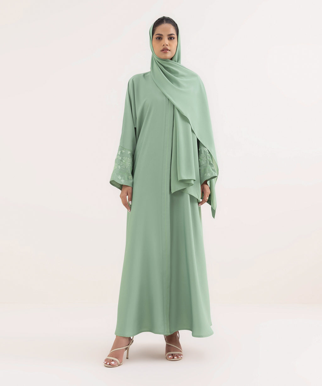 Women's Green Nida Abaya Set