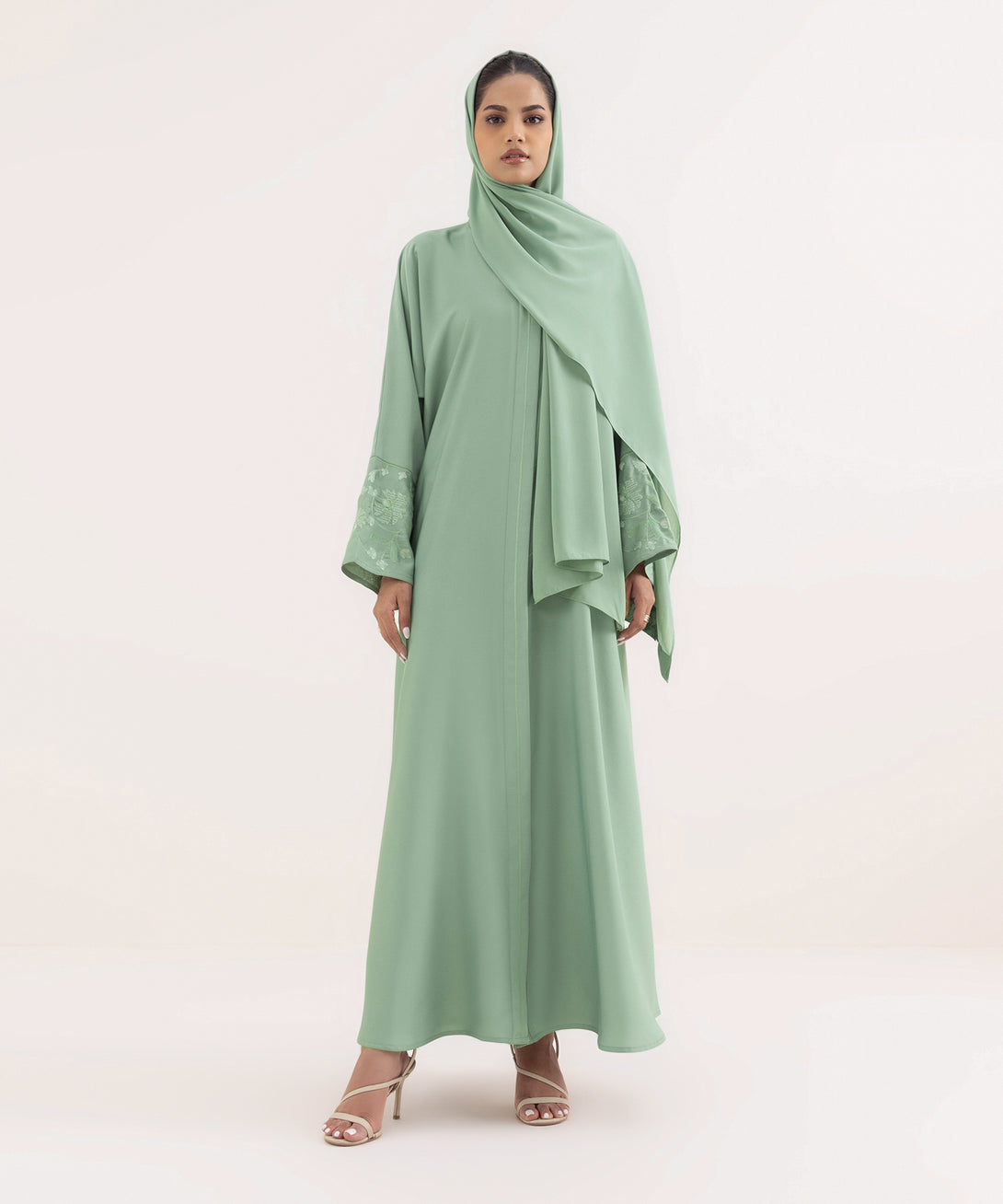 Women's Green Nida Abaya Set