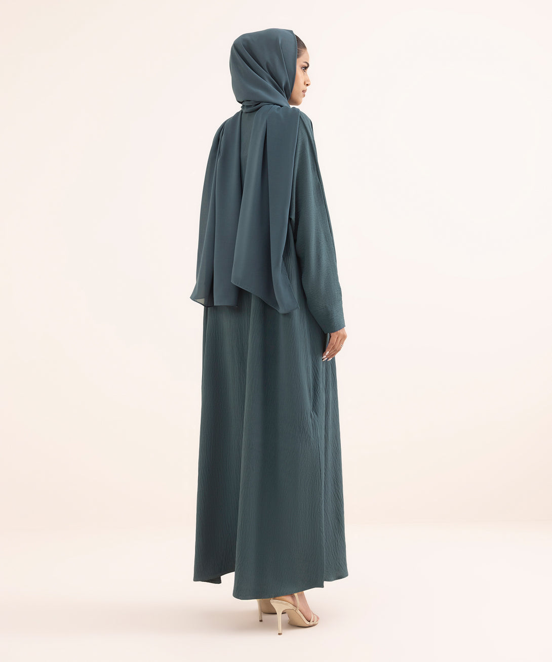 Women's Blue Polyester Abaya Set