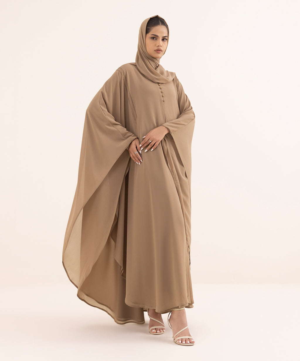 Women's Beige Neda Abaya Set