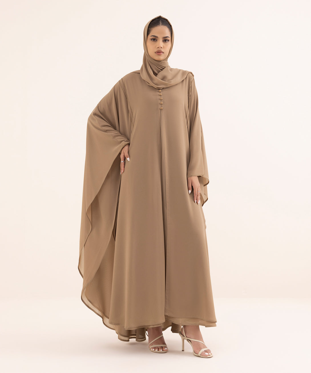 Women's Beige Neda Abaya Set
