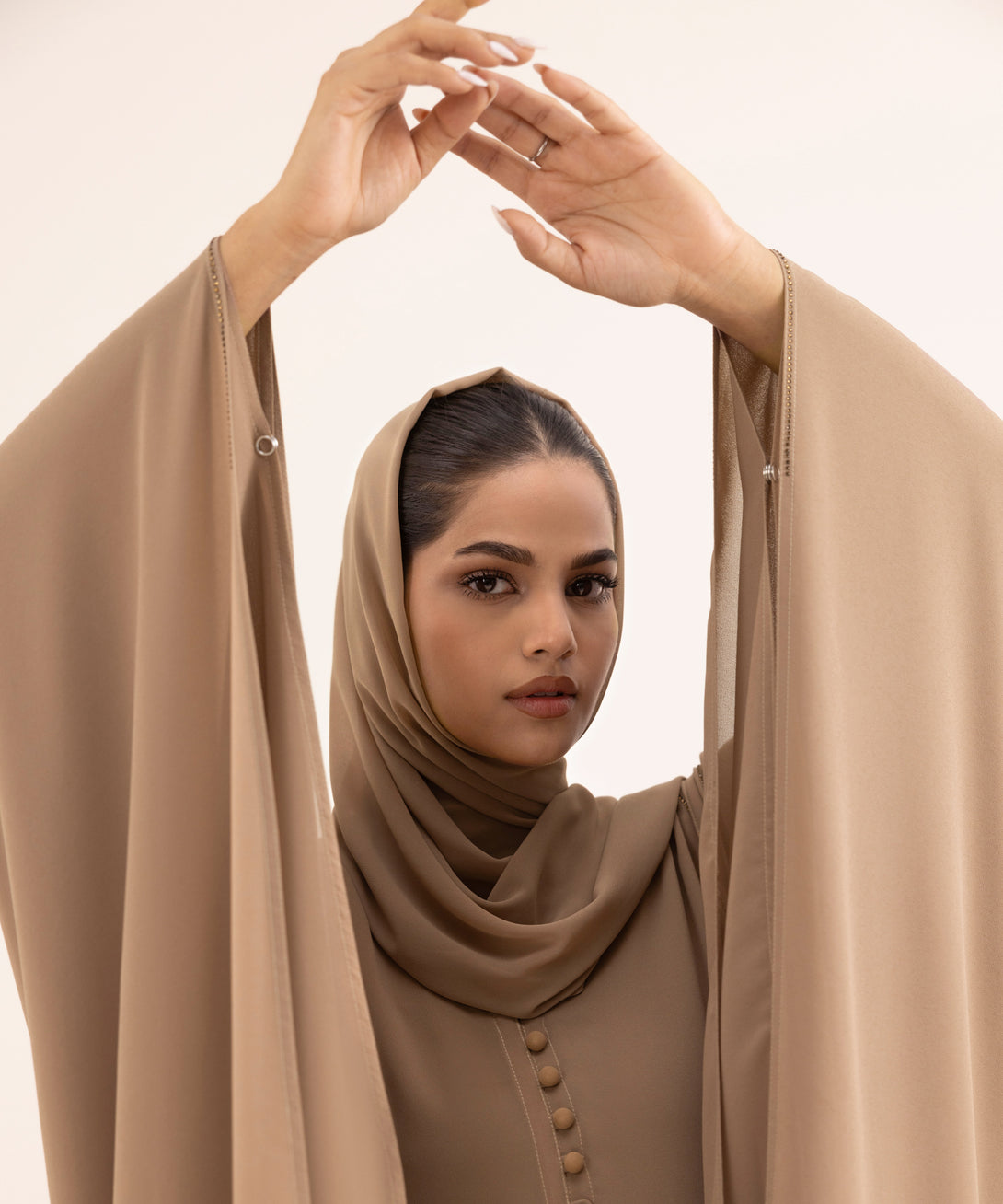 Women's Beige Neda Abaya Set