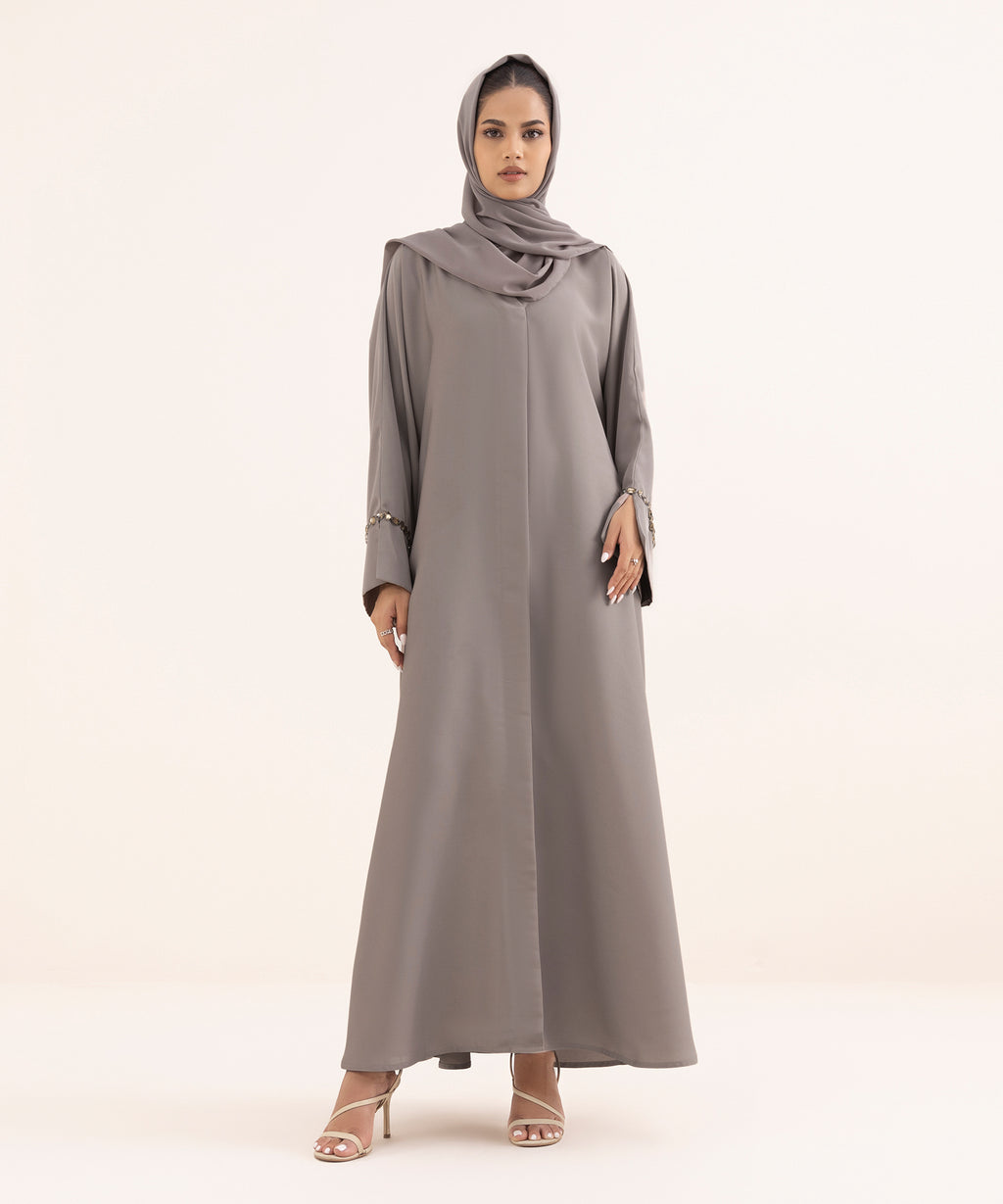 Women's Grey Nida Abaya Set