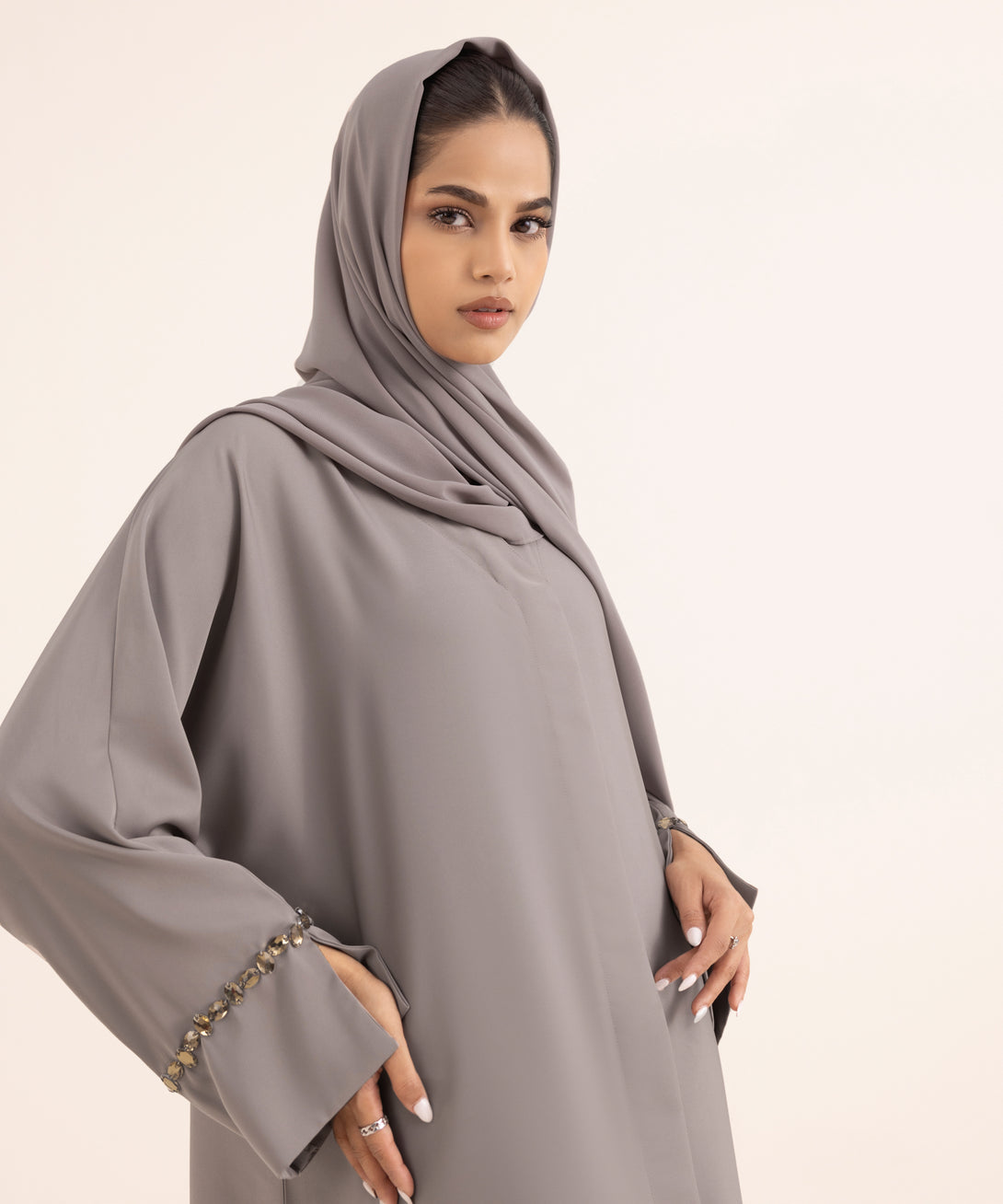 Women's Grey Nida Abaya Set