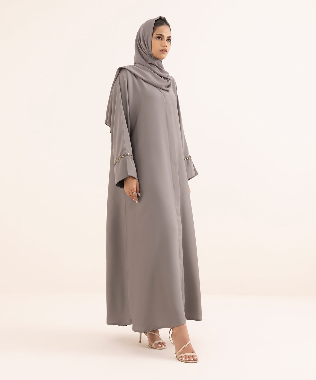 Women's Grey Nida Abaya Set