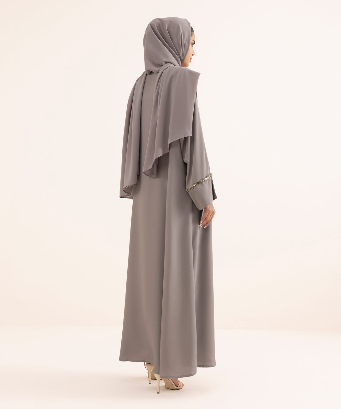 Women's Grey Nida Abaya Set