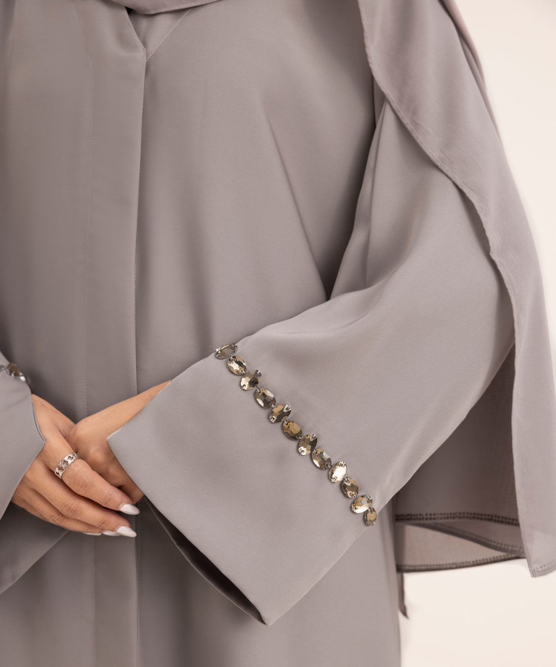Women's Grey Nida Abaya Set
