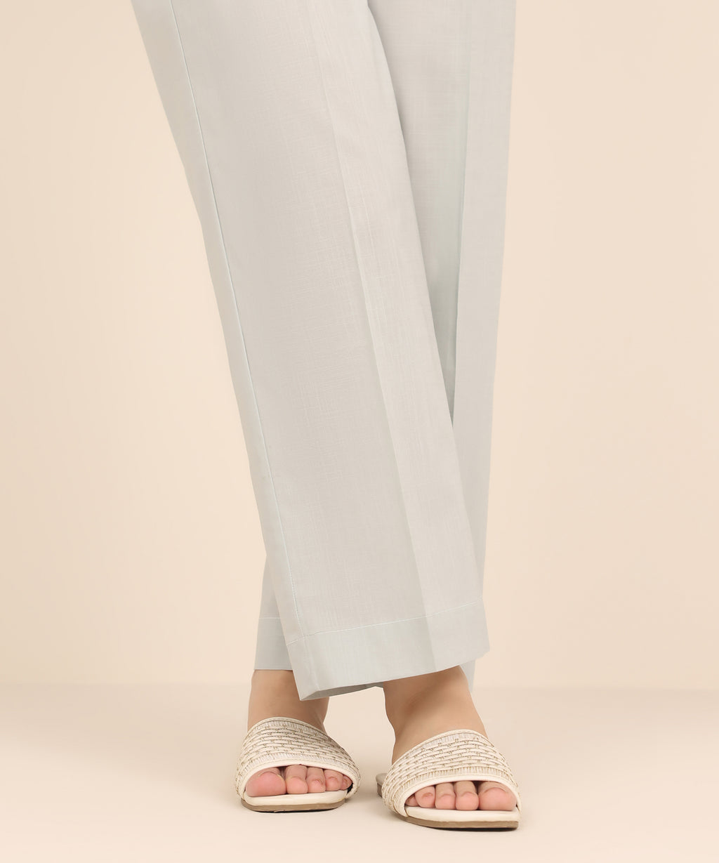 Women's RTW Cross Hatch Grey Solid Straight Pants