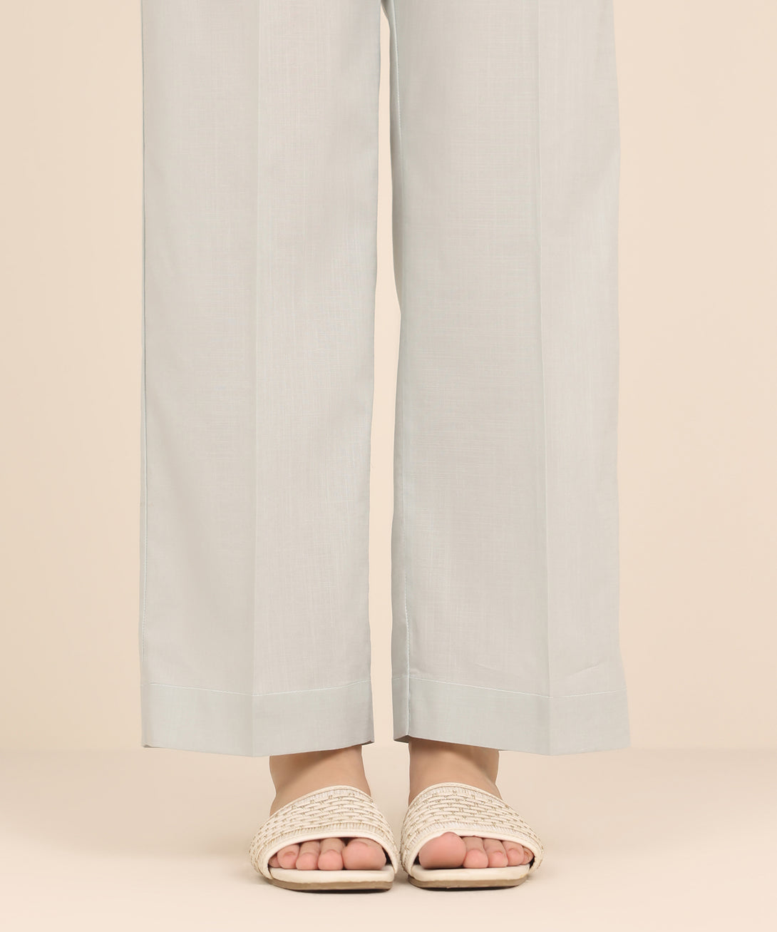 Women's RTW Cross Hatch Grey Solid Straight Pants