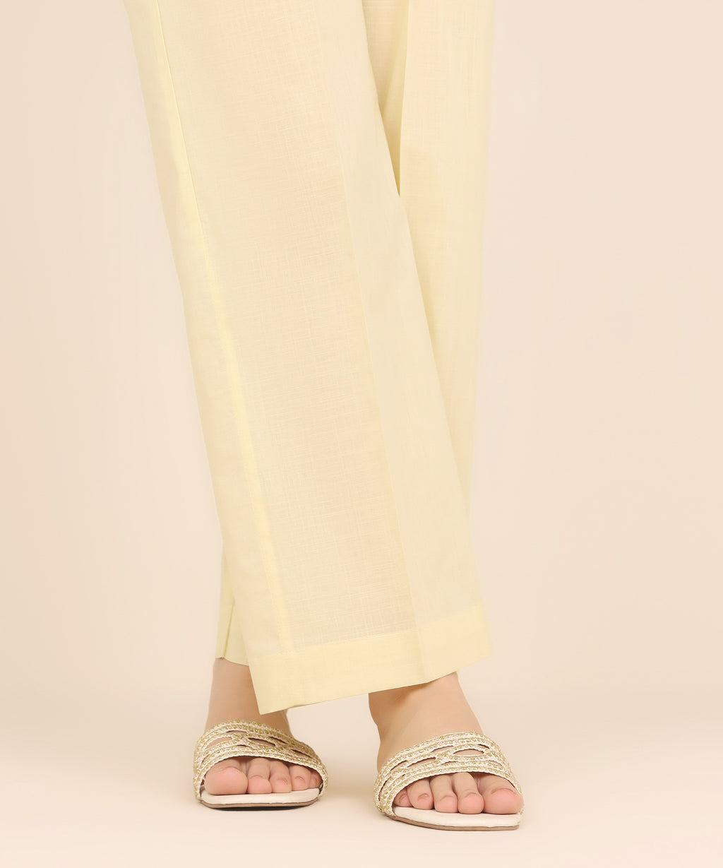 Solid Crosshatch Straight Pants