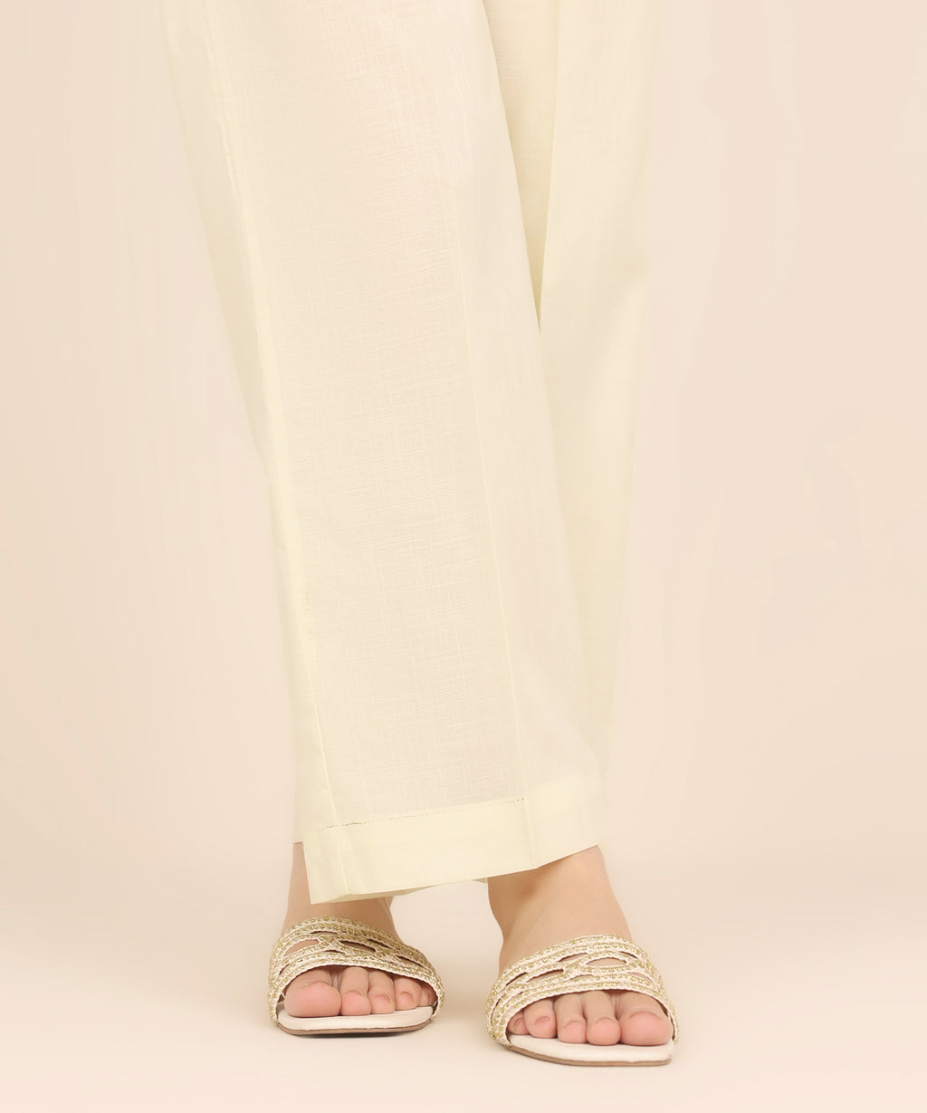 Solid Crosshatch Straight Pants