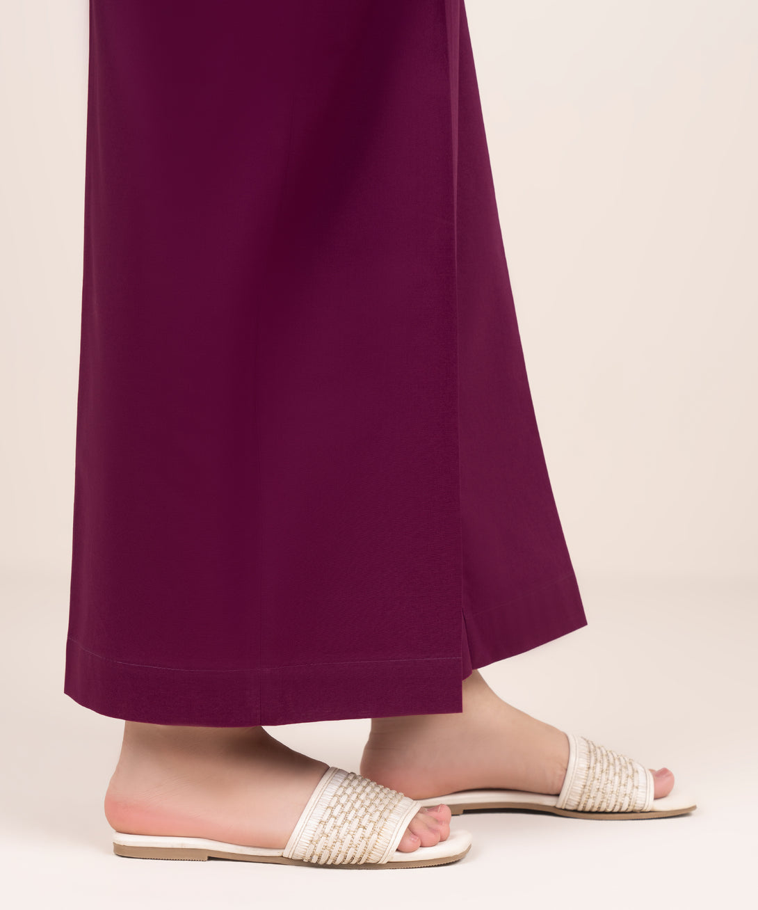 Women's RTW Cambric Purple Solid Flared Pants