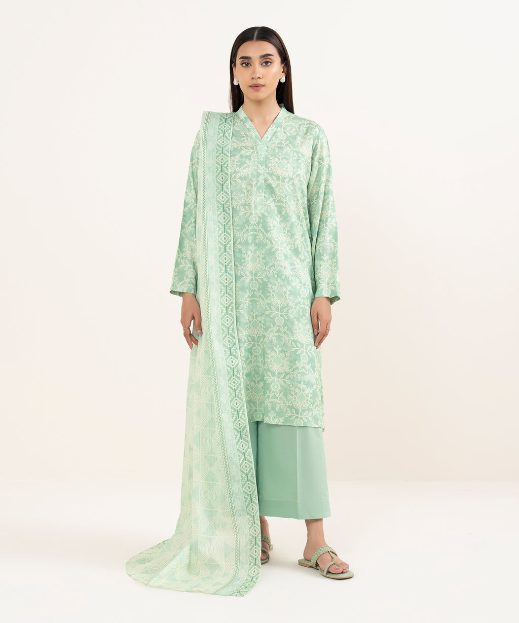 Women's Fine Voile Blue Printed Dupatta
