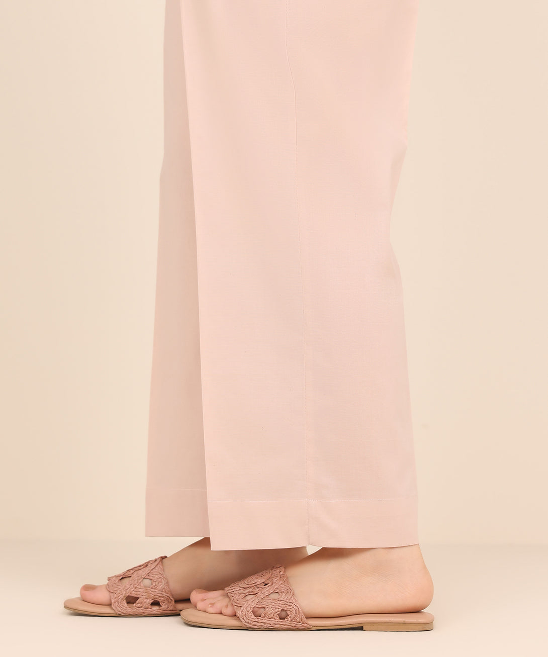 Women's RTW Cambric Pink Solid Straight Pants