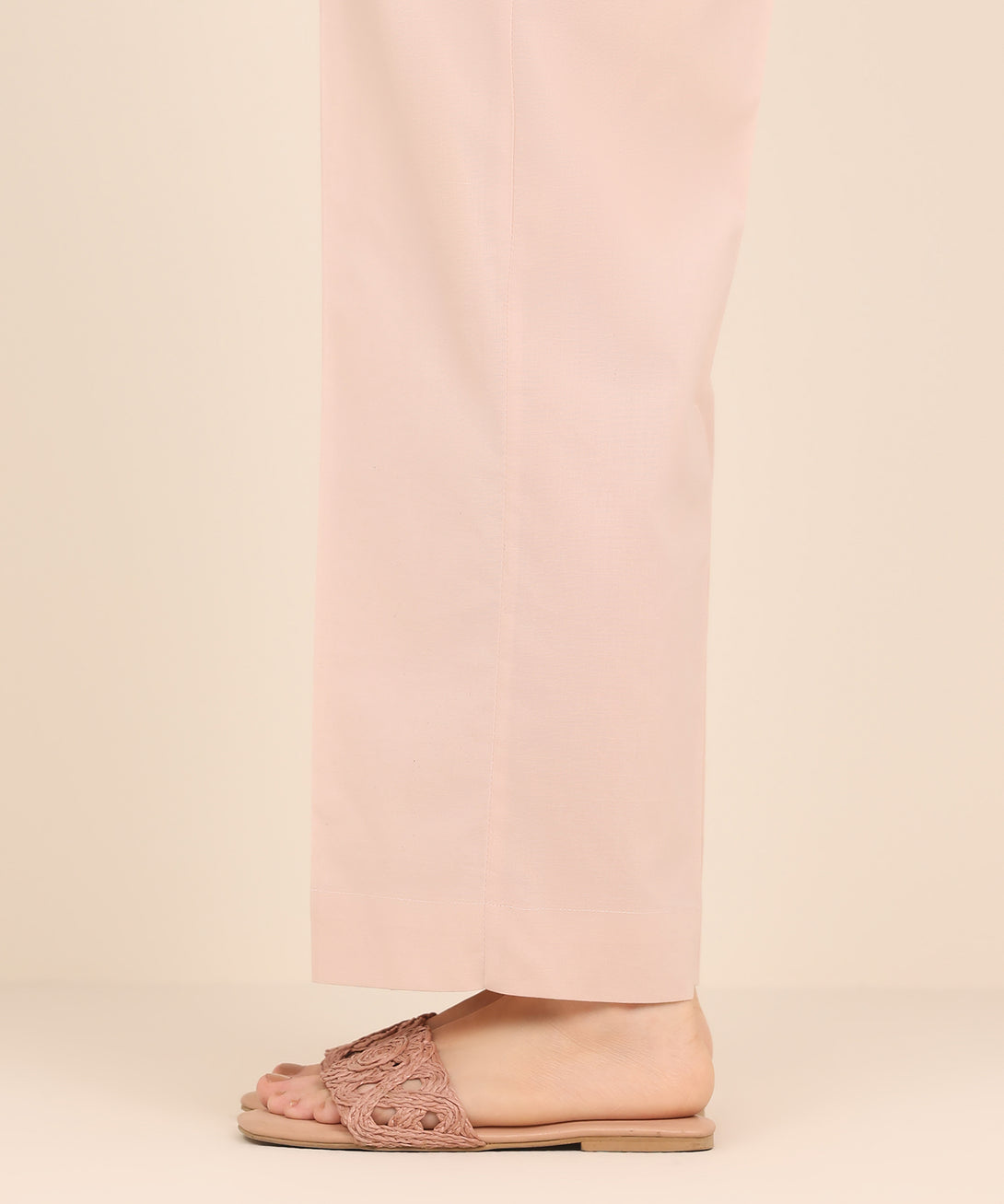 Women's RTW Cambric Pink Solid Straight Pants