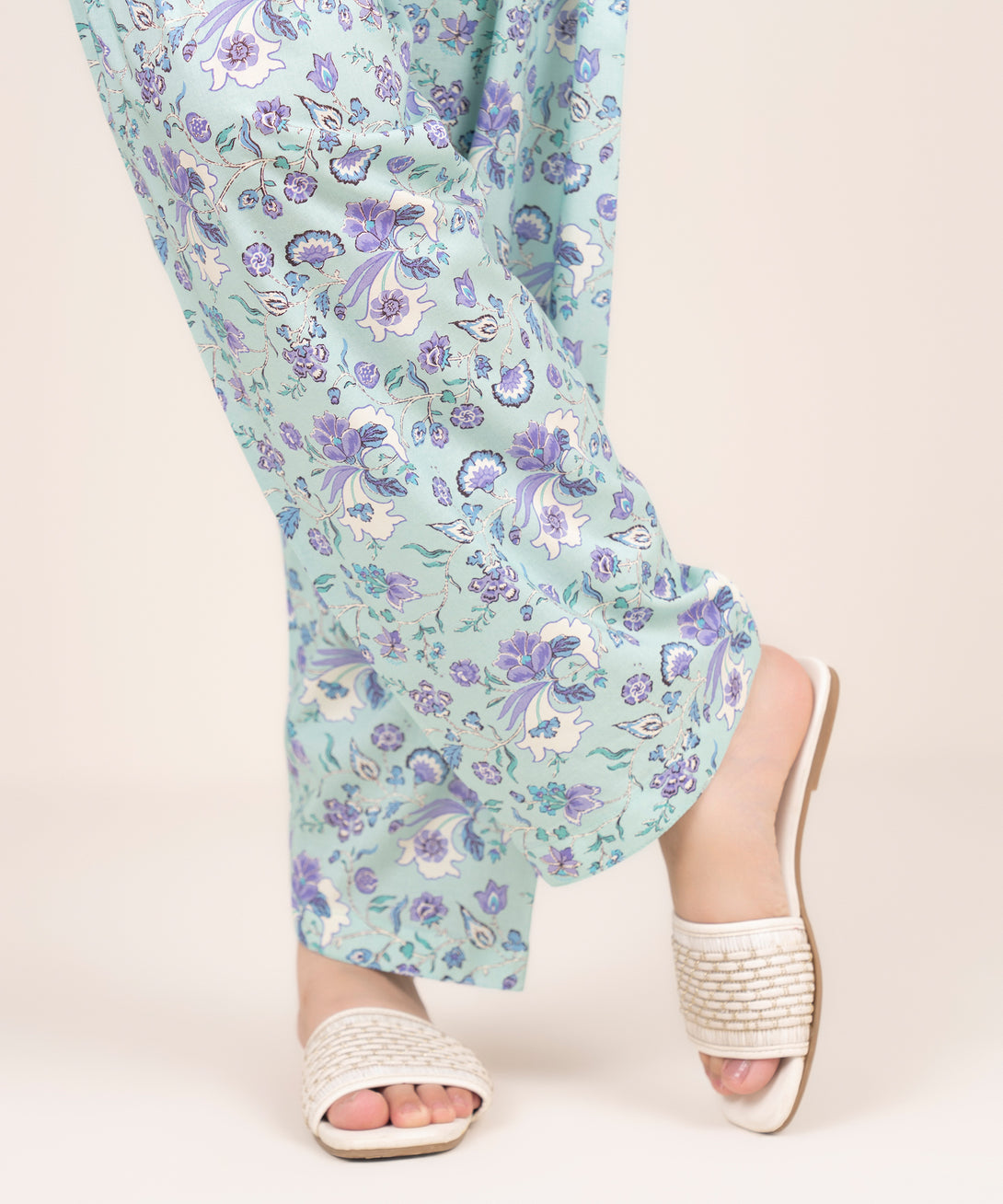 Women's RTW Cotton Viscose Blue Printed Shalwar
