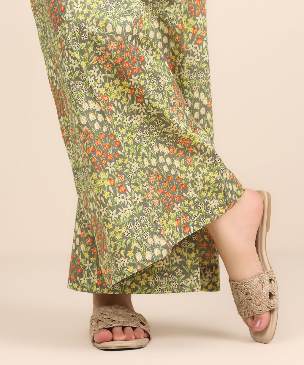 Printed Crosshatch Flared Pants