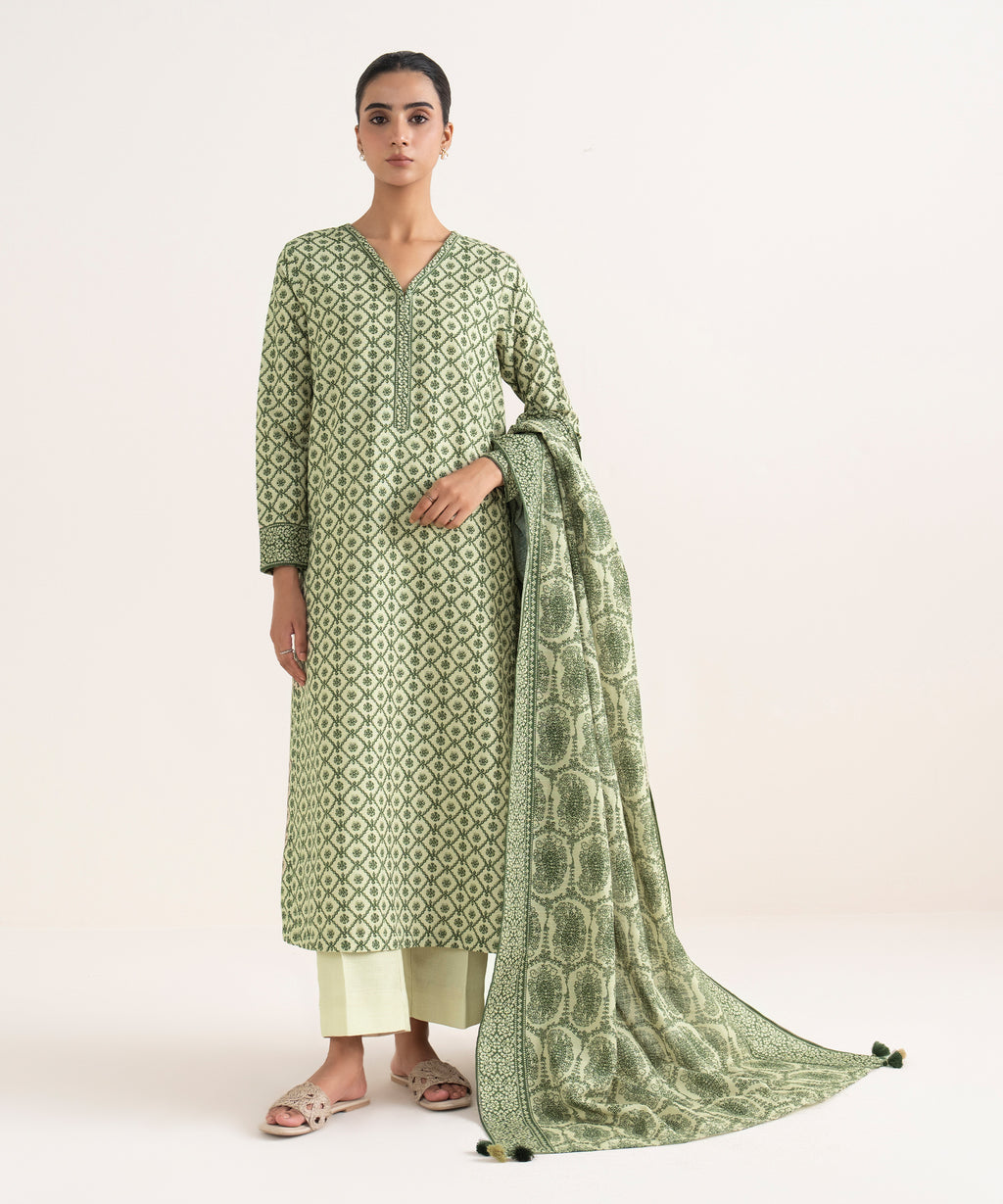 Women's Unstitched Lawn Printed Multi Three Piece Suit