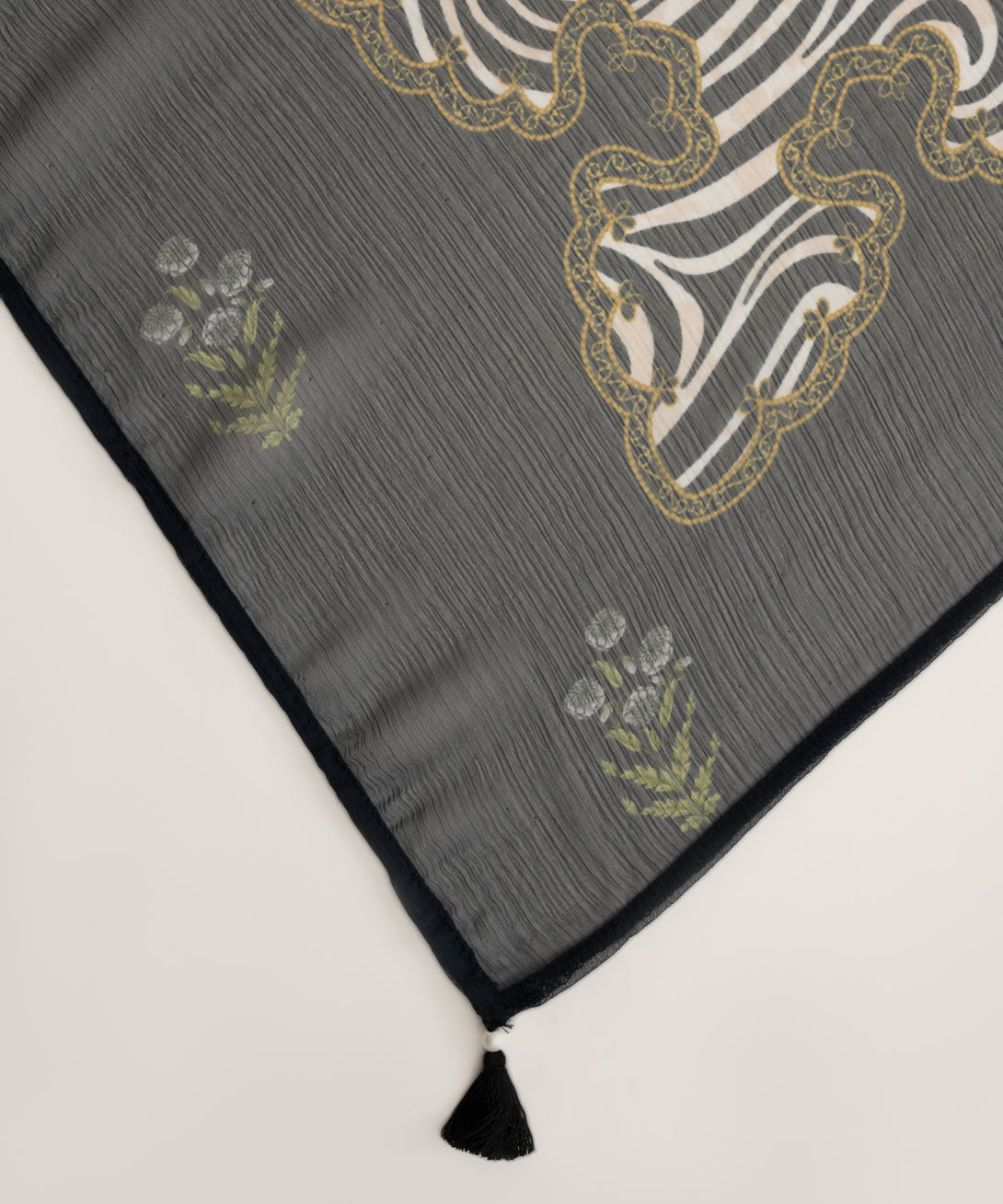 Women's RTW Blended Chiffon Black Printed  Dupatta