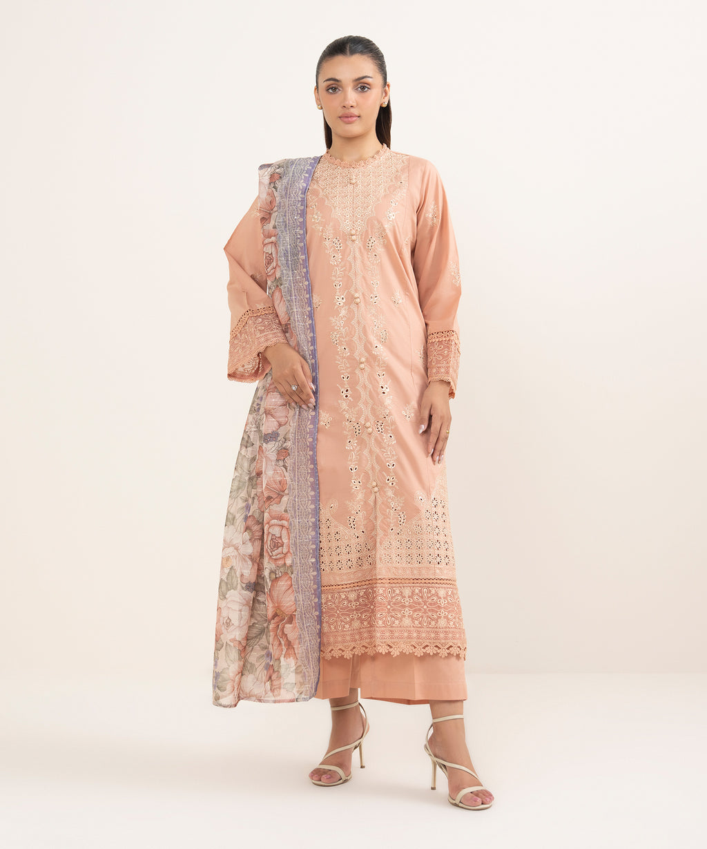 Women's RTW Manaar Peach Printed  Dupatta